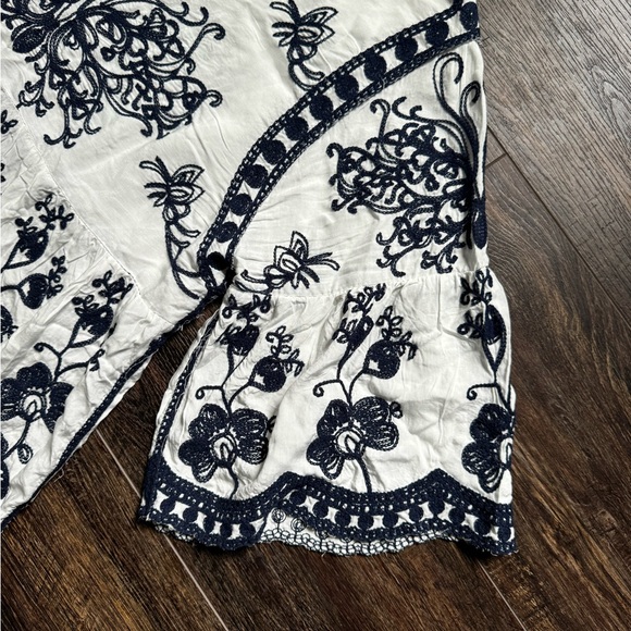 Anthropologie Kindred Boho Peasant Top Bohemian Embroidered Shirt Blouse Large L - Picture 3 of 5